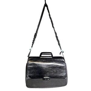 Piquadro ONE057218 Black Nylon Leather Laptop Briefcase Messenger Bag 16.5in EUC
